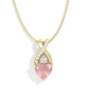 Authentic Rose Quartz Infinity Necklace in Gold, Dainty Pendant Necklace, Vintage Drop