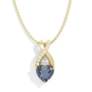 Authentic Alexandrite Infinity Heart Necklace for Women, Romantic Drop Pendant Necklace