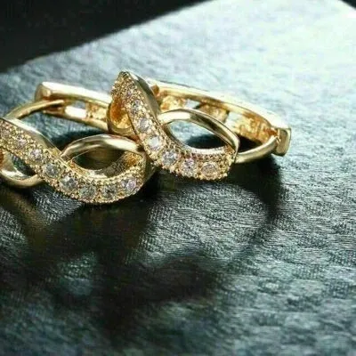 Authentic Radiant Eternity Gold Infinity Hoops