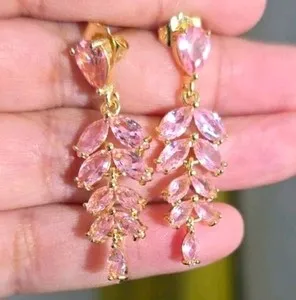 Authentic Whispers of the Metamorphosis 14k Gold Plated Leaf and Crystal Butterfly Earrings