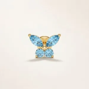 Authentic Celestial Butterfly Birthstone Earrings – 14K Gold-Plated Titanium