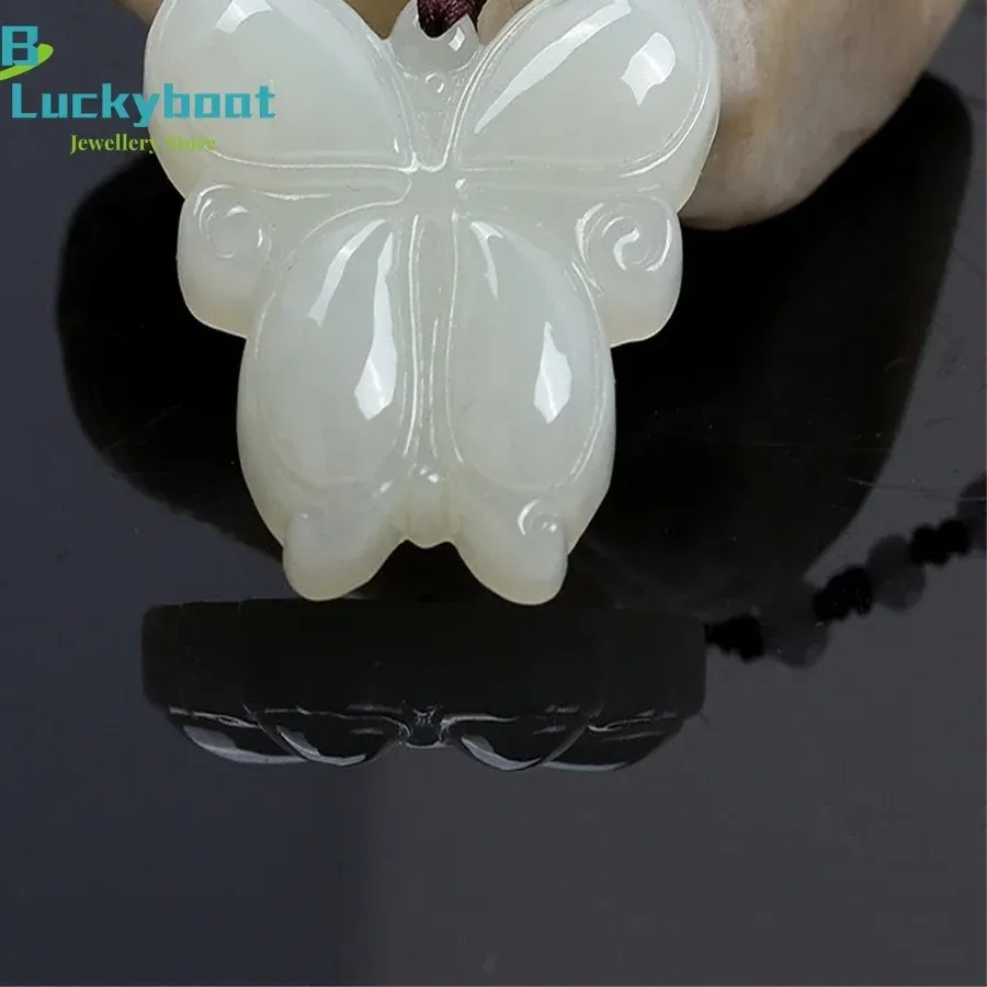 Authentic Natural Hetian White Jade Butterfly Pendant, Warm, Delicate, And Exquisite Sculpture Butterfly And