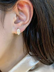 Authentic 10x5MM Marquise Cut Moissanite Earrings Compass Prong Stud Hoops 14k Gold Plated