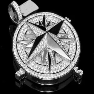 Authentic The Navigator of Destinies Compass Charm in White Gold Plated Silver