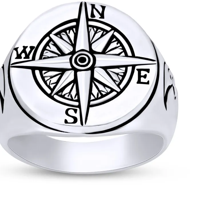 Authentic The Celestial Navigator: Half Moon Compass Signet
