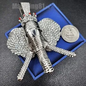 Authentic Fortune’s Crowned Elephant: Icy Gold‑Plated Charm Pendant