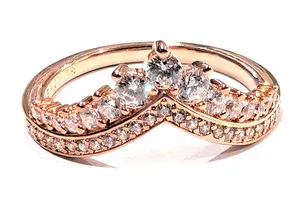 Authentic Pandora ROSE Ring, Princess Wishbone, #187736CZ, Clear CZ, Rose Gold Plated