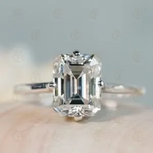 Authentic Navigating Destiny's Path with the Radiant Emerald Cut Moissanite Compass Engagement Ring