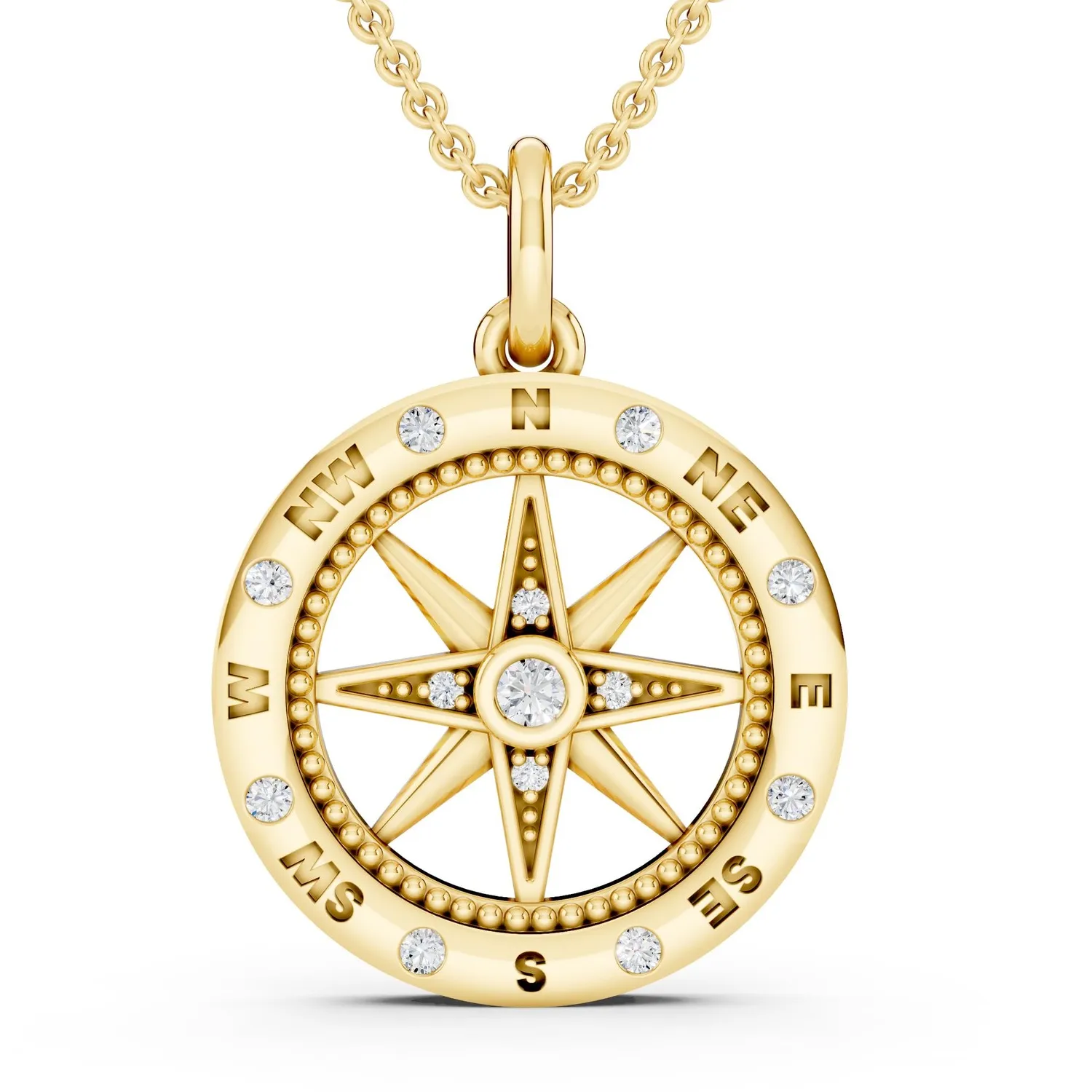 Authentic The Celestial Navigator Moissanite Compass Talisman in 14k Gold-Plated Sterling Silver