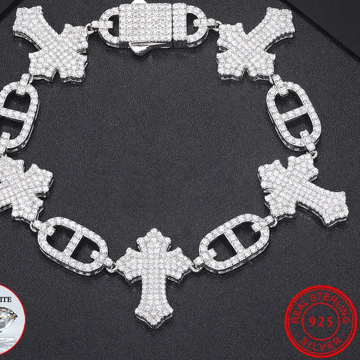 Authentic Original Full D Color Moissanite Necklace Women Man Custom Jewelry Luxury S925 Sterling Silver Charm Gold Silver Bracelet Chains