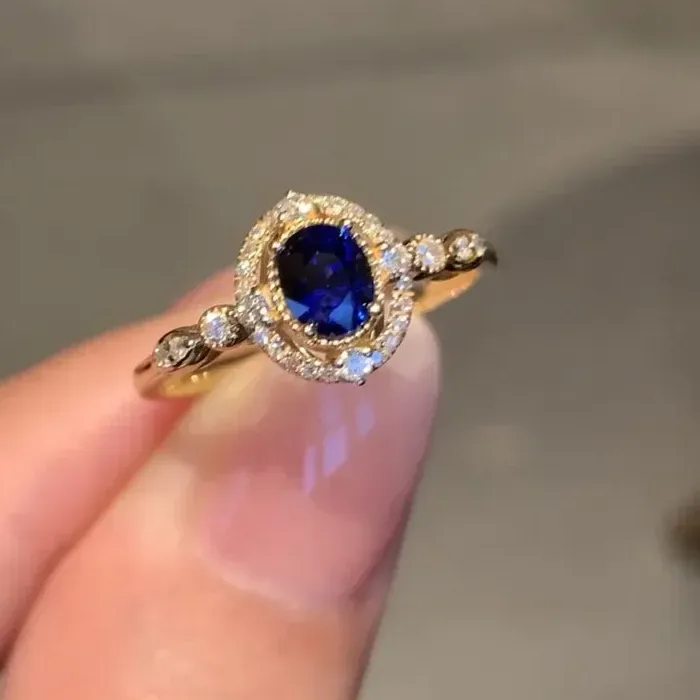Authentic Celestial Sapphire Halo: A Vintage Ring of Love & Light
