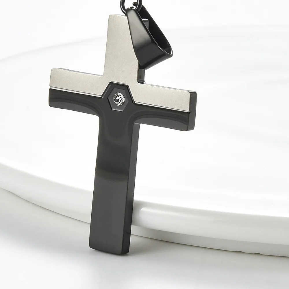 Authentic 1Pc Stainless Steel Trendy Cross Pendant For Women Men Hip Hop Punk Gold Silver Color Chain Necklace Charms Party Jewelry Gifts