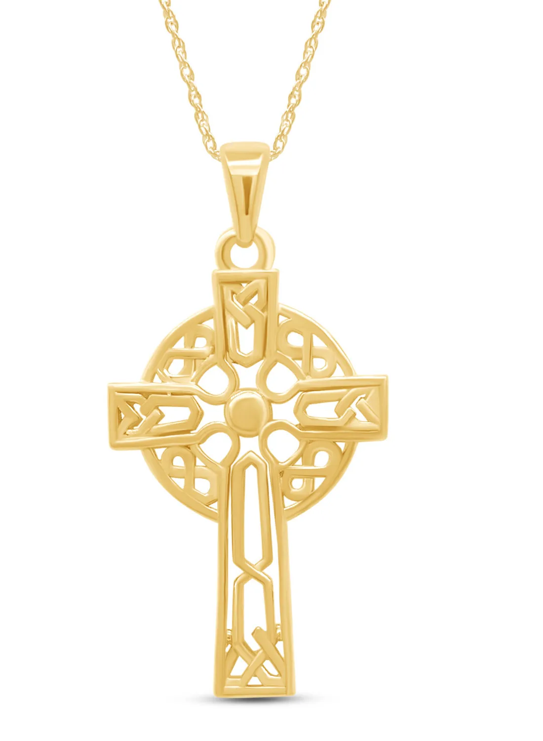 Authentic Eternal Grace Celtic Knot Infinity Cross Pendant in 14K Yellow Gold Plated