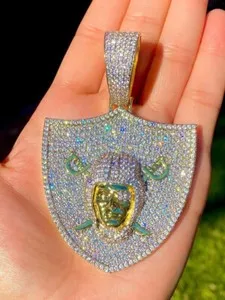 Authentic Pirate's Treasure: 2Ct Lab Created Diamond Round Pendant in 14K Golden Armor