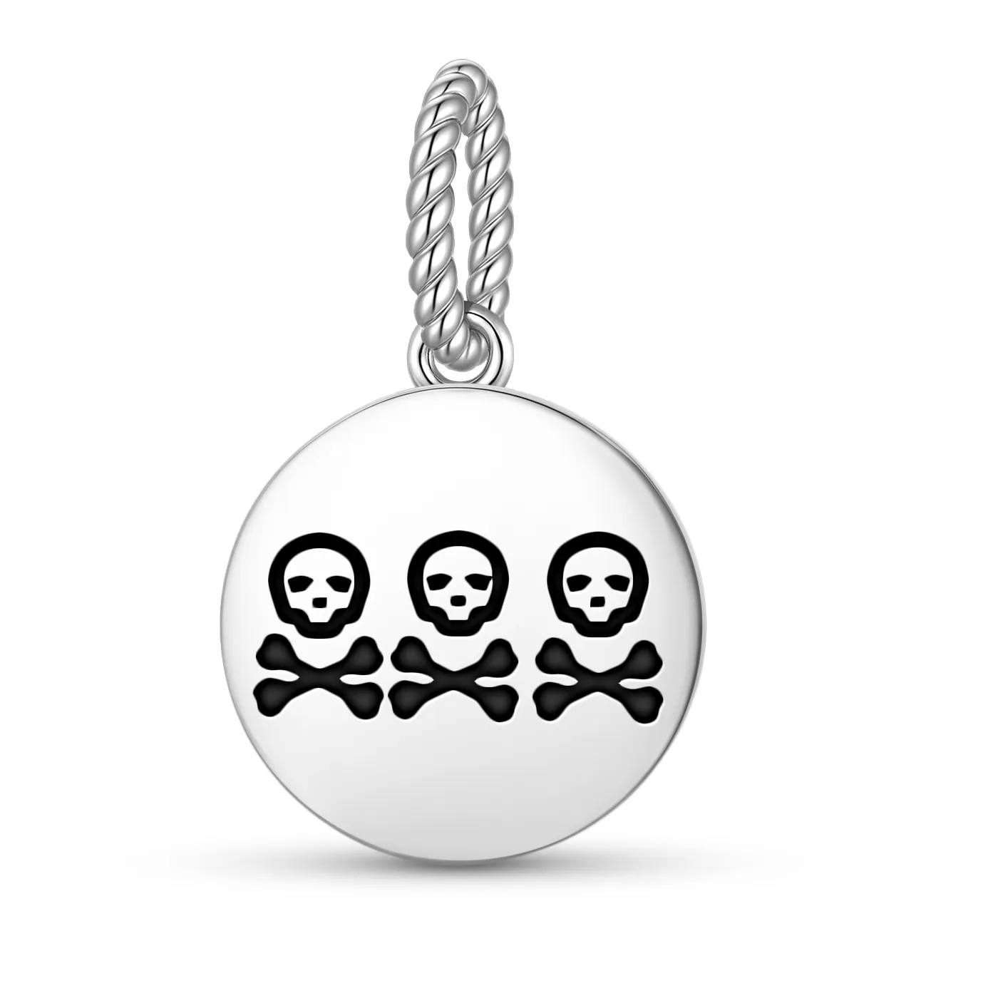 Authentic Jolly Roger Pirate Flags Christopher Condent Pendant 925 Sterling Silver Symbol Bead Bracelet Necklace Jewelry