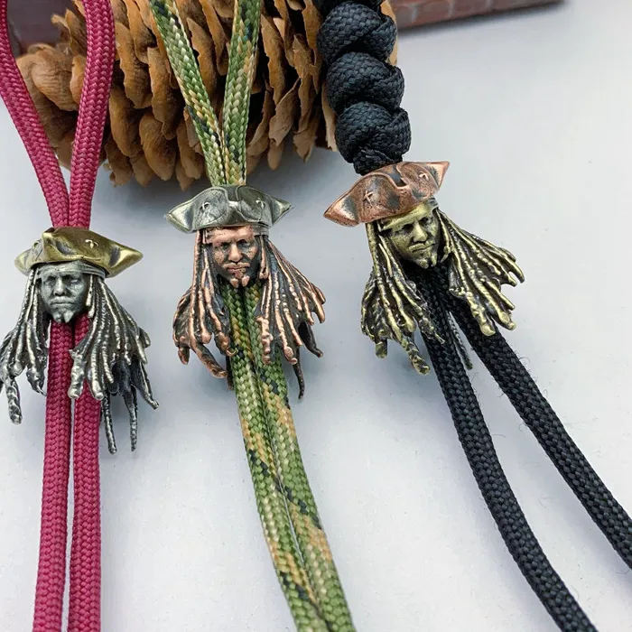 Authentic Hot Movie Character Pirates Captain Figurines Paracord Bead DIY Knife Lanyard Pendant Charms EDC Accessories For Fans