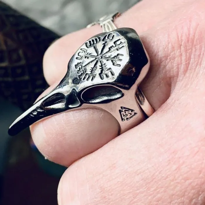 Authentic The Raven's Oracle: Viking Rune Bone Amulet Ring