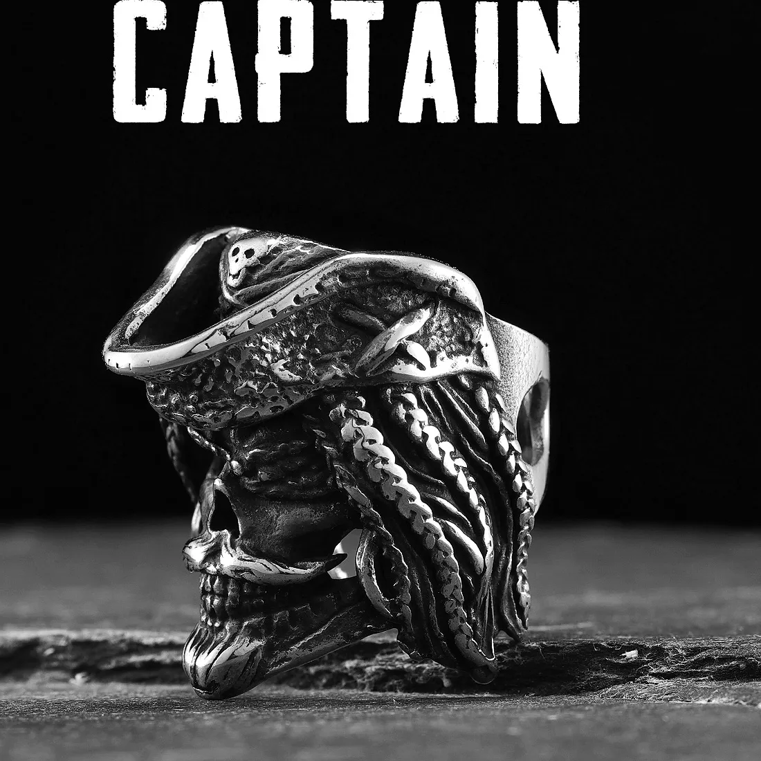Authentic Pirate Captain Jack Skull Men Rings Women Jewelry Punk Gothic Rock Vintage Accessories