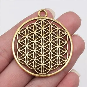 Authentic 2 Pcs Round Seed Of Life Pendant Flower Charm Mandala Necklaces Pendants Jewelry