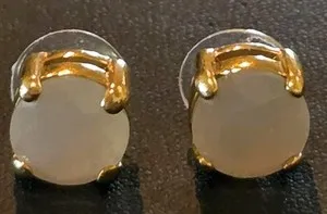 Authentic Celestial Clarity: White Chalcedony Gold-Plated Studs