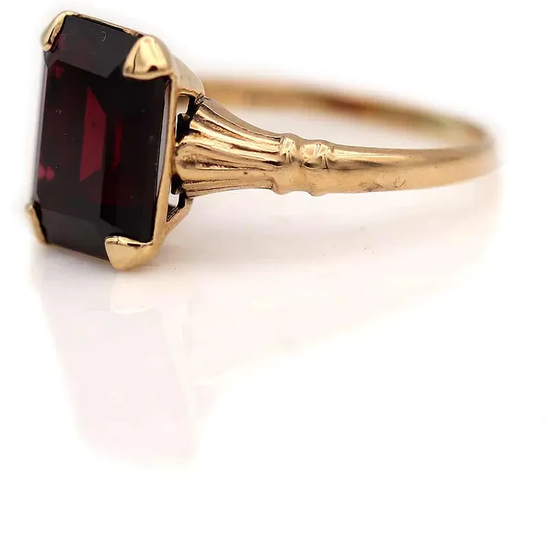 Authentic Vintage Genuine Garnet Rings 14k Gold Plated, Natural Garnet Ring Gift For Woman