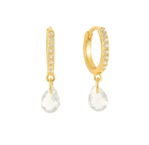 Authentic Radiant Tear of the Cosmos Gold-Plated Huggie Earrings