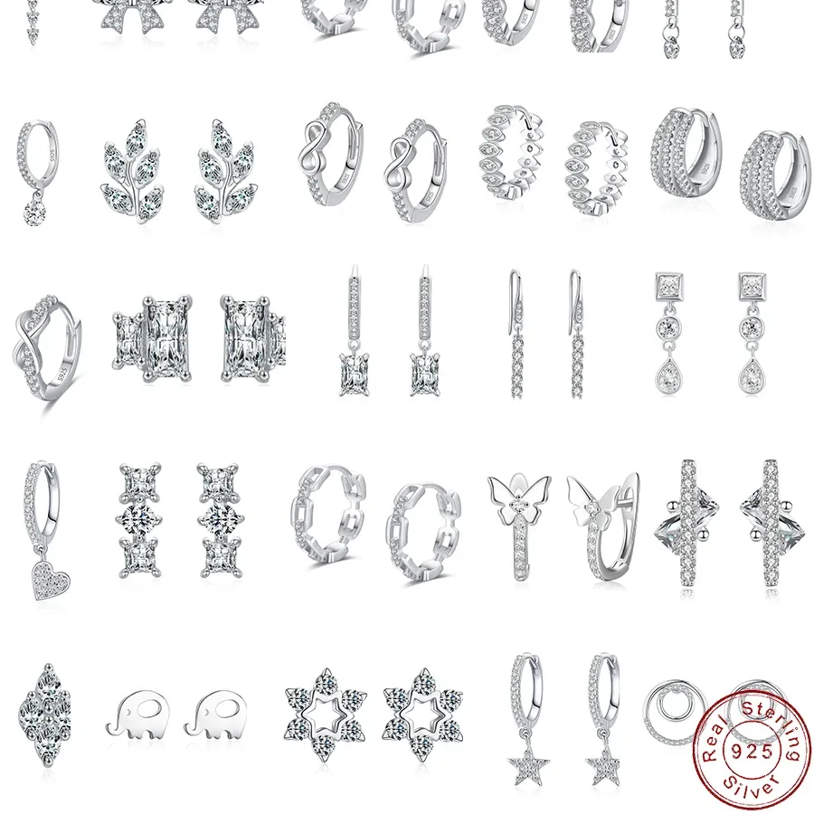 Authentic Celestial Radiance: Sterling Silver and Crystal Luminary Hoops
