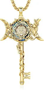 Authentic Hecate's Triple Moon Key: Gold-Plated Guardian Pendant