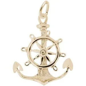 Authentic The Mariner's Compass Gold-Plated Silver Anchor and Wheel Talisman