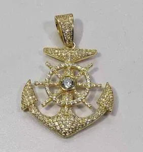 Authentic Golden Anchor of the Voyager – 3‑Ct Moissanite Pendant