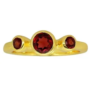 Authentic 18K Gold Plated Natural Hessonite Garnet - Madagascar Ring s.6 Jewelry TR01419
