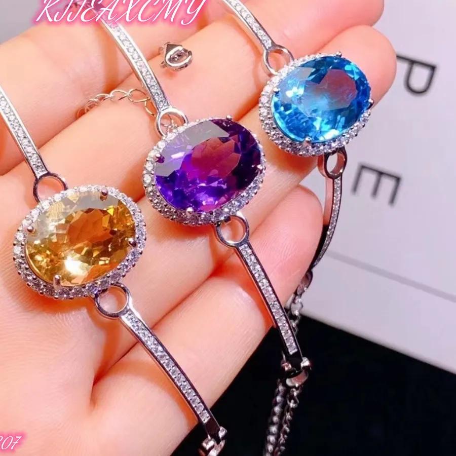 Authentic Triple Goddess Amethyst Topaz Citrine Bracelet In Sterling Silver