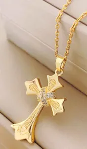 Authentic Radiant Faith: The 18K Gold Plated Cross & Cubic Zirconia Sanctuary Necklace