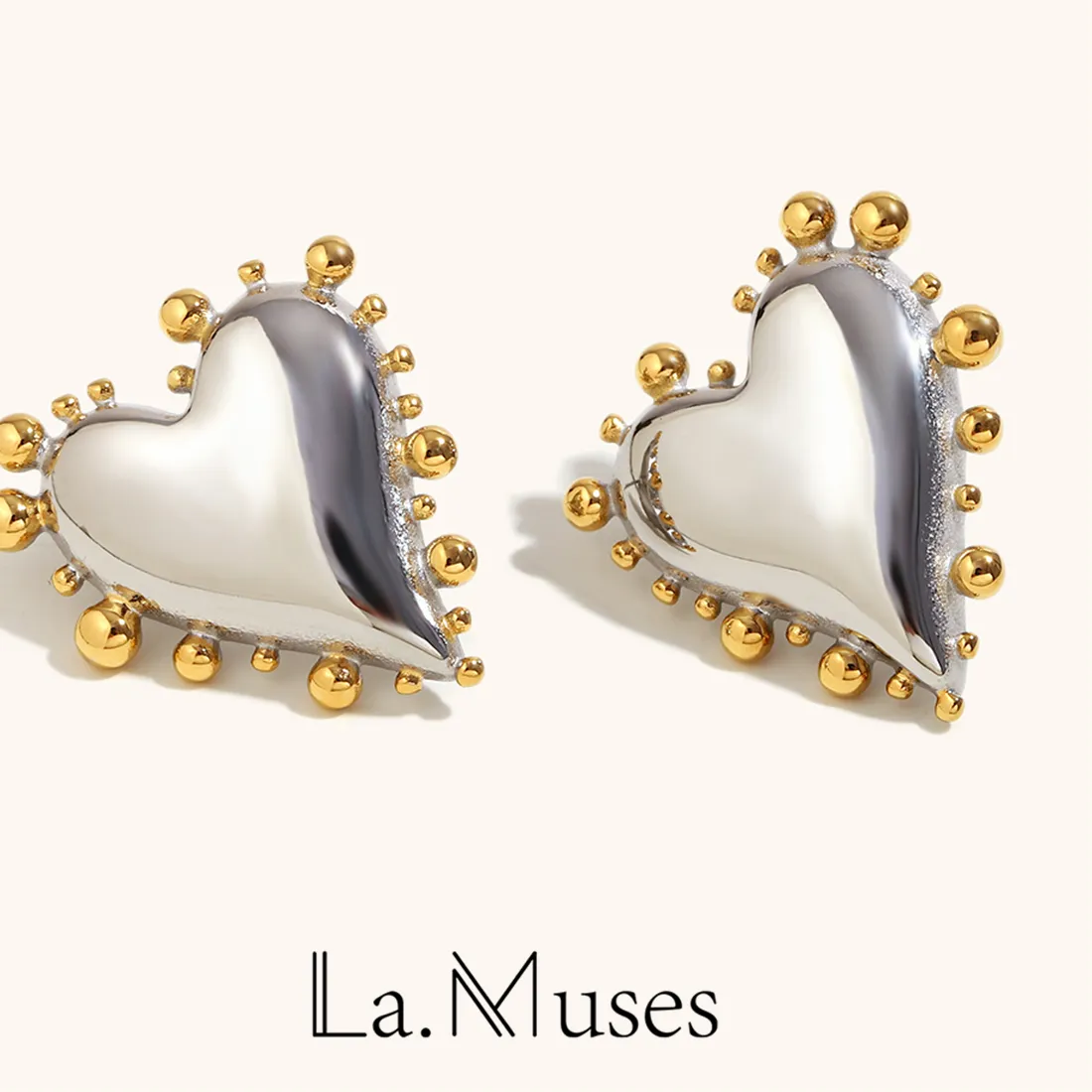 Authentic Amulet of the Asymmetric Heart: Polished Steel and Beaded Resonance