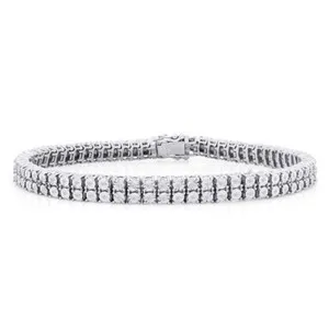 Authentic The Golden Orbit: 14K Gold-Plated Double-Row Diamond Tennis Bracelet