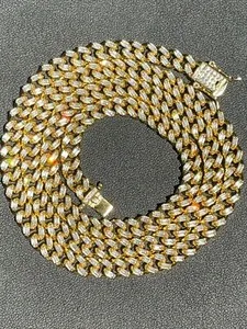 Authentic The Radiant Conduit: 14k Gold-Plated 925 Silver Miami Cuban Baguette Chain