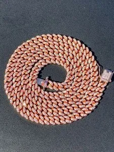 Authentic The Crimson Sun: 6mm Miami Cuban Rose Gold and Sterling Silver Chain