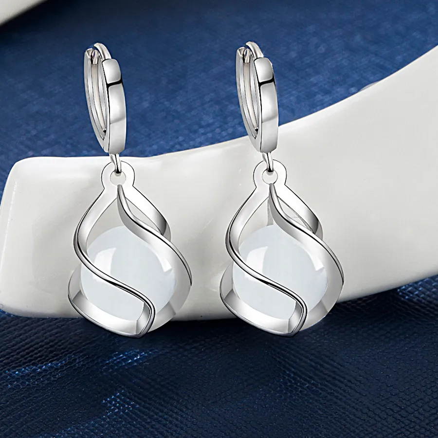 Authentic Celestial Geometry Opal Talisman Earrings in 925 Sterling Silver