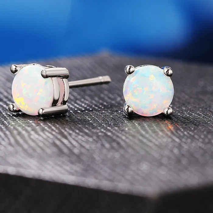 Authentic Celestial Opal Studs: Fragments of Captured Moonlight