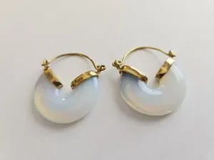 Authentic Celestial Luminescence Opalite Gold-Plated Hoop Earrings