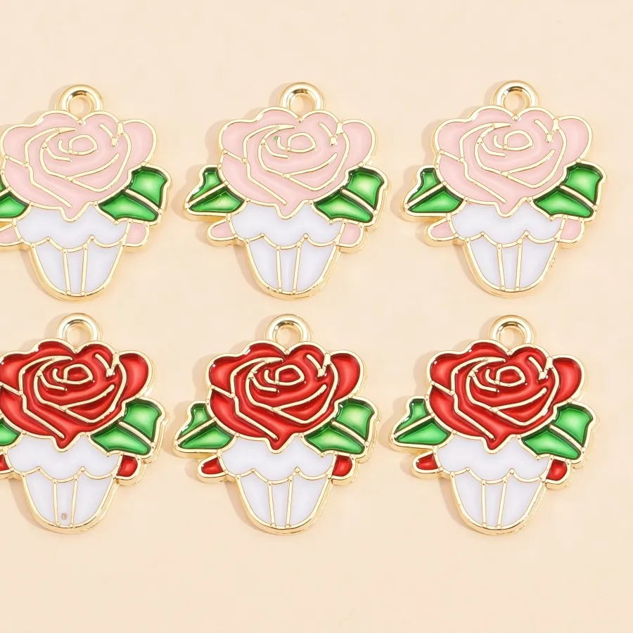 Authentic Golden Rose Bloom Charms Ten Blossoms Of Love And Beauty