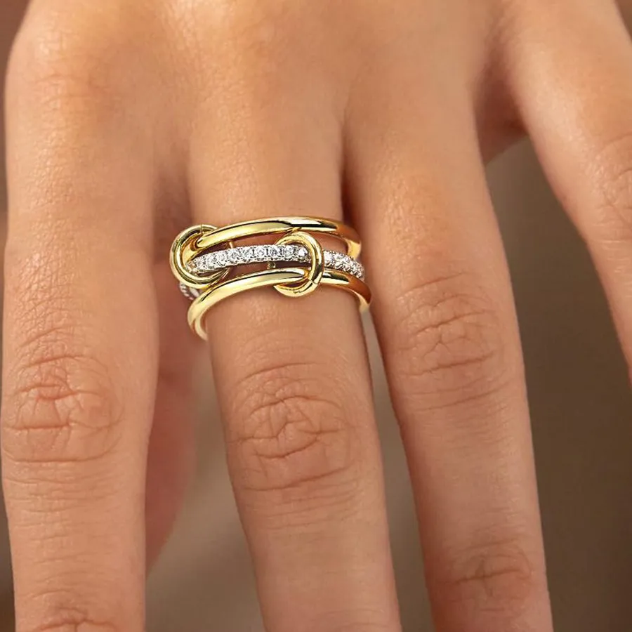 Authentic The Tritinity Bound: 14K Gold-Plated Interlocking Ring of Harmony