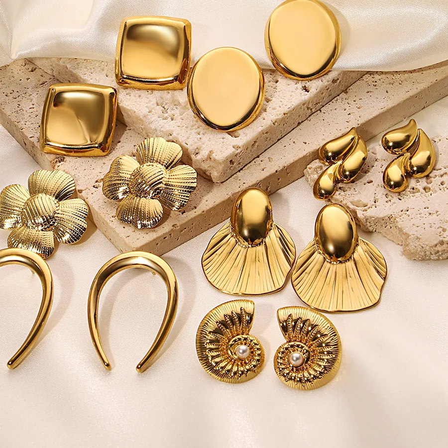 Authentic The Celestial Fan: Triad Geometry Pearl Studs