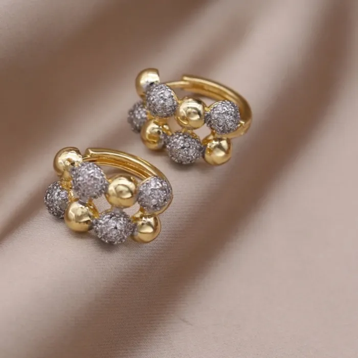 Authentic Twin Moon Hoop Earrings Gold And Rose Gold Plated Zircon Orb Talismans Of Grace And Radiant Confidence