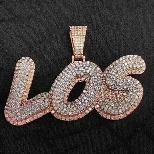 Authentic The Radiant Monolith: 4.00Ct Lab Created Diamond LOS Letter Pendant in 14K Rose Gold Plated