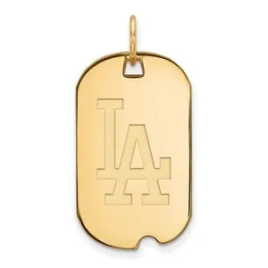 Authentic Los Angeles Dodgers Sacred Emblem Gold-Plated Sterling Silver Dog Tag Talisman