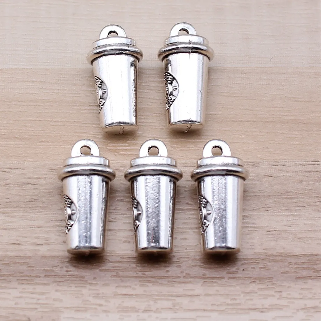 Authentic IFOCUS 5pcs/Lot 3D Coffee Cup Charms For DIY Jewelry Making Zinc 21x10mm/0.83x0.39inch