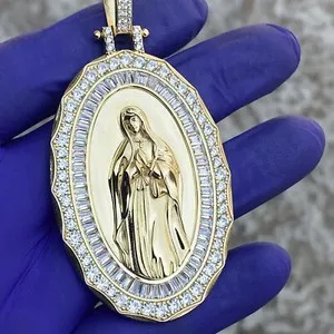 Authentic Radiant Grace: The 14K Gold-Plated Virgen de Guadalupe Sacred Oval Talisman