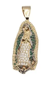 Authentic Virgen de Guadalupe: Guardian of the Green Flag, 18k Gold‑Plated Pendant on 22‑inch Chain