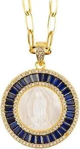 Authentic Celestial Pearl Embrace: 14K Gold‑Plated Lady of Guadalupe Pendant